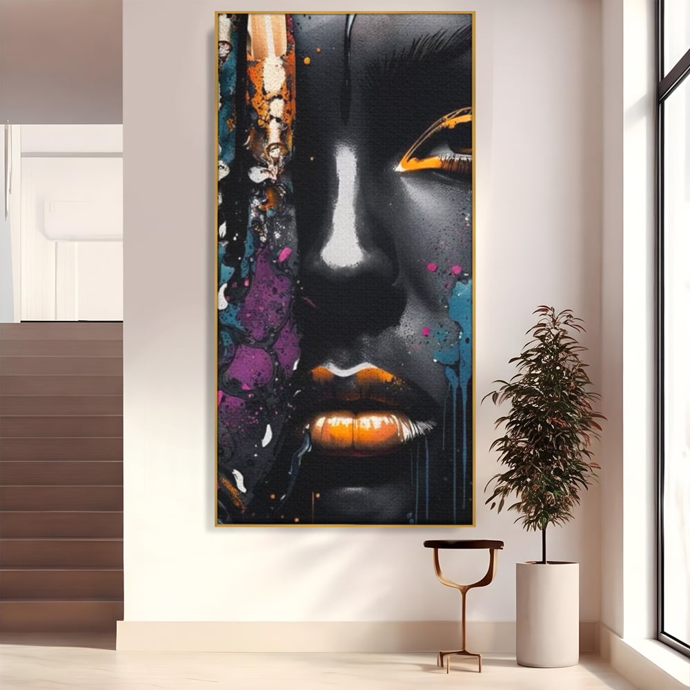 Fotoleinwand Leinwand Premium LuxCanva® G1009, Passion in Pictorial Art , Schwarz, Metallisch, Augen, Rätselhaft, Street Art, Wohnen, Schlafzimmer, Wohnzimmer, Schlafzimmer, Lebendige Farben