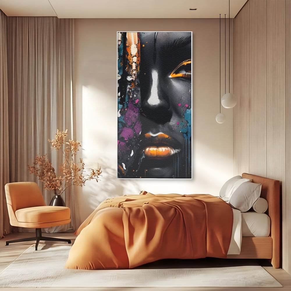 Fotoleinwand Leinwand Premium LuxCanva® G1009, Passion in Pictorial Art , Schwarz, Metallisch, Augen, Rätselhaft, Street Art, Wohnen, Schlafzimmer, Wohnzimmer, Schlafzimmer, Lebendige Farben