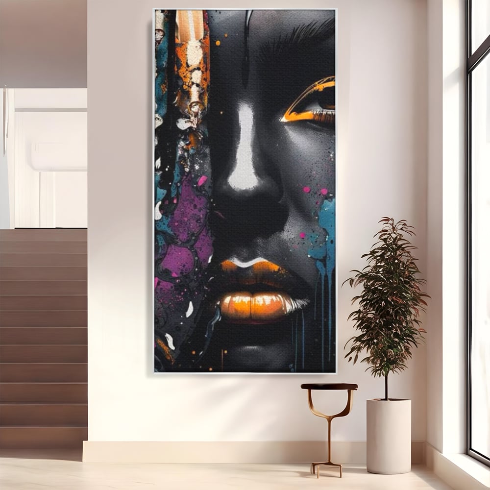 Fotoleinwand Leinwand Premium LuxCanva® G1009, Passion in Pictorial Art , Schwarz, Metallisch, Augen, Rätselhaft, Street Art, Wohnen, Schlafzimmer, Wohnzimmer, Schlafzimmer, Lebendige Farben