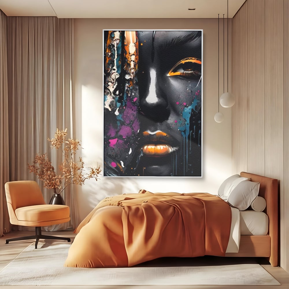 Fotoleinwand Leinwand Premium LuxCanva® G1009, Passion in Pictorial Art , Schwarz, Metallisch, Augen, Rätselhaft, Street Art, Wohnen, Schlafzimmer, Wohnzimmer, Schlafzimmer, Lebendige Farben