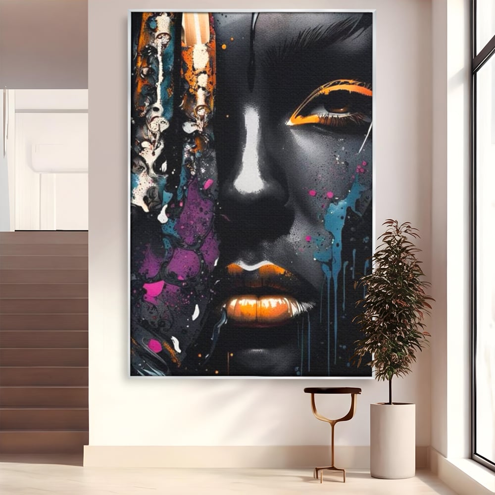 Fotoleinwand Leinwand Premium LuxCanva® G1009, Passion in Pictorial Art , Schwarz, Metallisch, Augen, Rätselhaft, Street Art, Wohnen, Schlafzimmer, Wohnzimmer, Schlafzimmer, Lebendige Farben