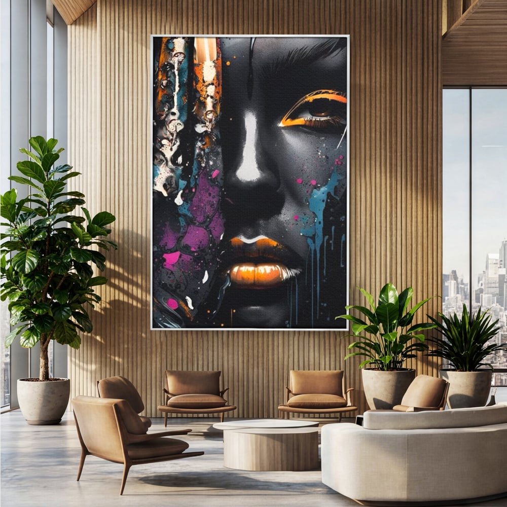 Fotoleinwand Leinwand Premium LuxCanva® G1009, Passion in Pictorial Art , Schwarz, Metallisch, Augen, Rätselhaft, Street Art, Wohnen, Schlafzimmer, Wohnzimmer, Schlafzimmer, Lebendige Farben