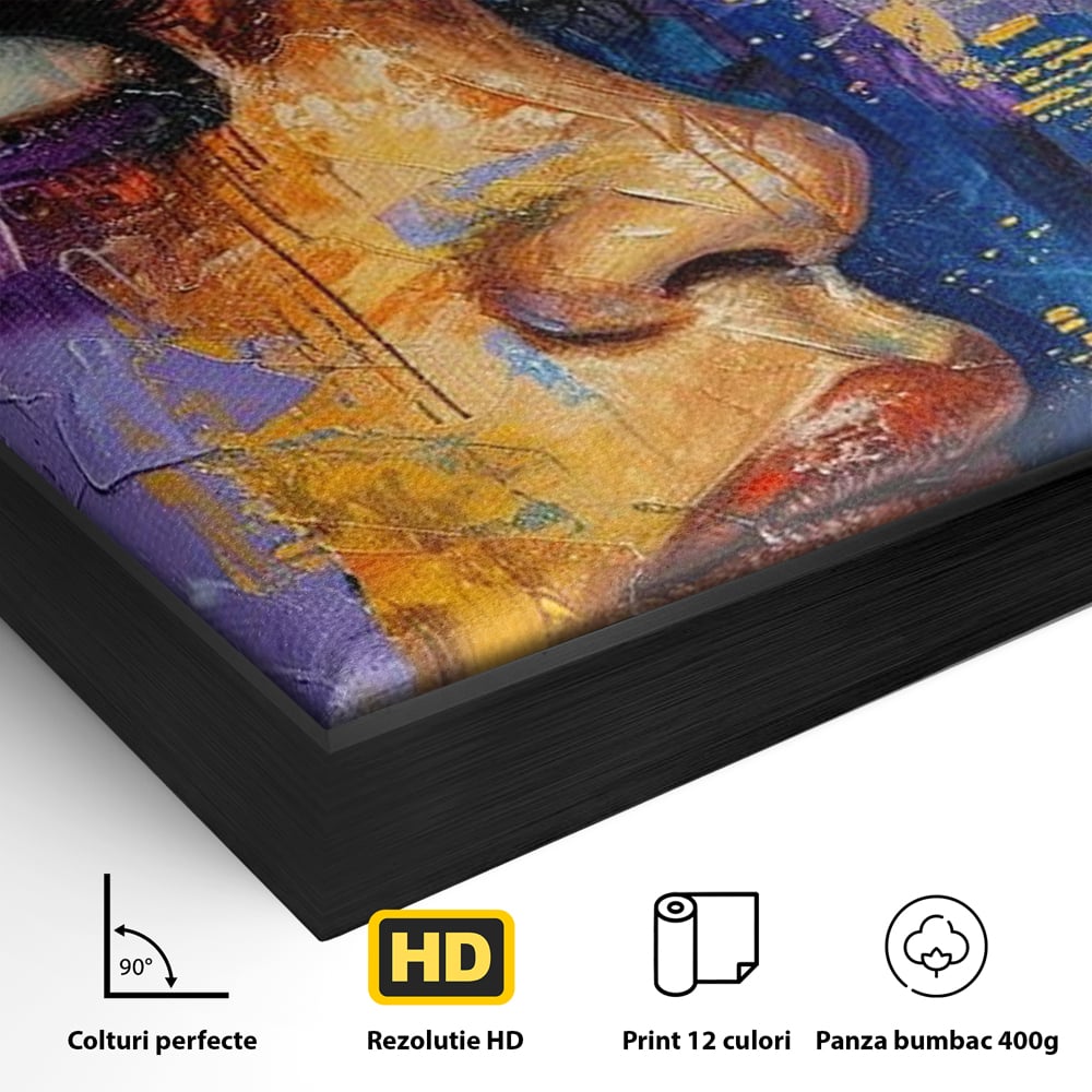 Tablou Canvas Premium LuxCanva® G1010, Femeia si Lumina Orasului , Urban, Metropola, Privire, Femeie, Violet, Living, Dormitor, Culori vibrante