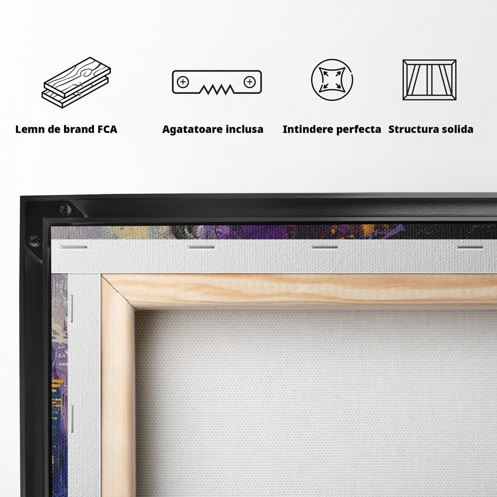 Tablou Canvas Premium LuxCanva® G1010, Femeia si Lumina Orasului , Urban, Metropola, Privire, Femeie, Violet, Living, Dormitor, Culori vibrante