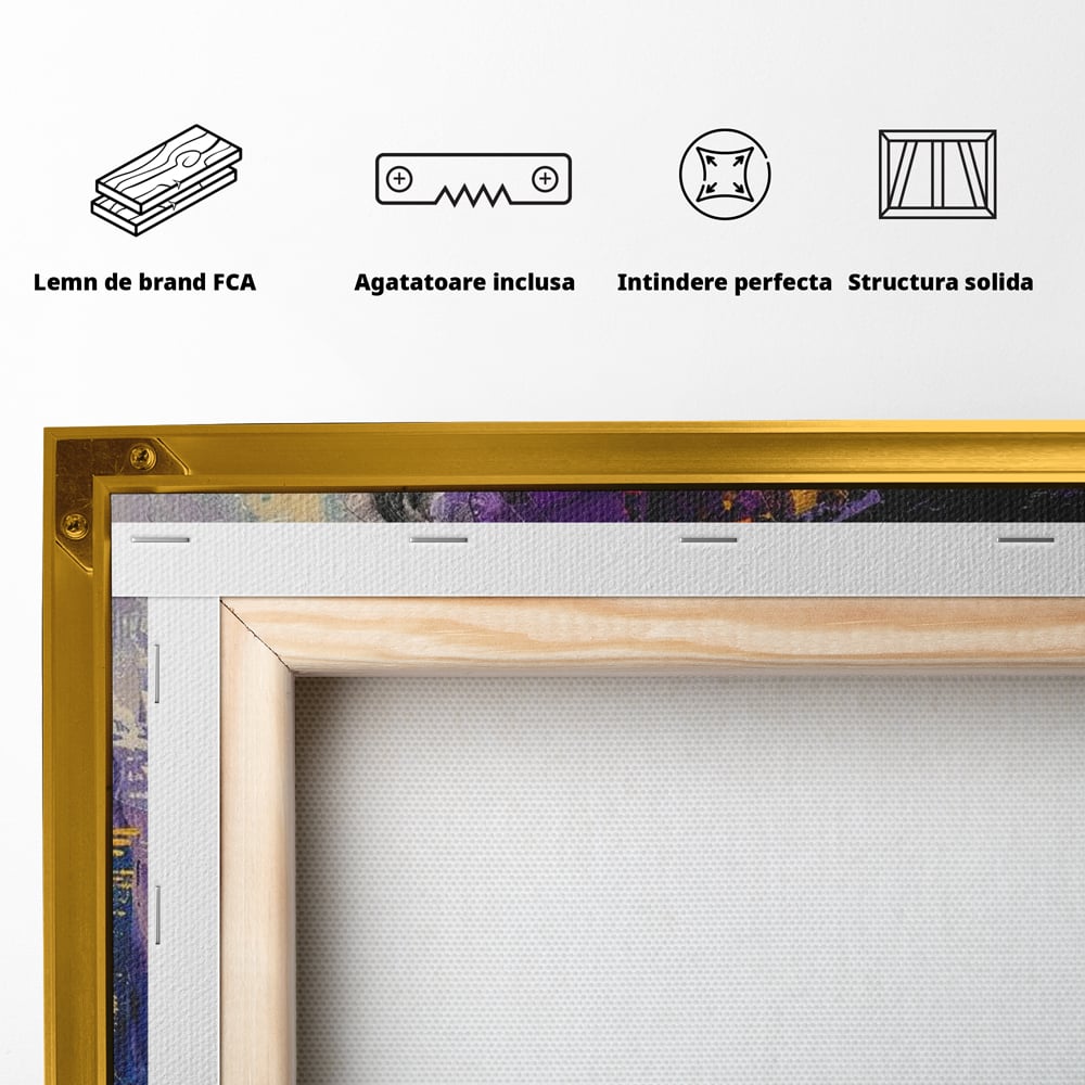Tablou Canvas Premium LuxCanva® G1010, Femeia si Lumina Orasului , Urban, Metropola, Privire, Femeie, Violet, Living, Dormitor, Culori vibrante