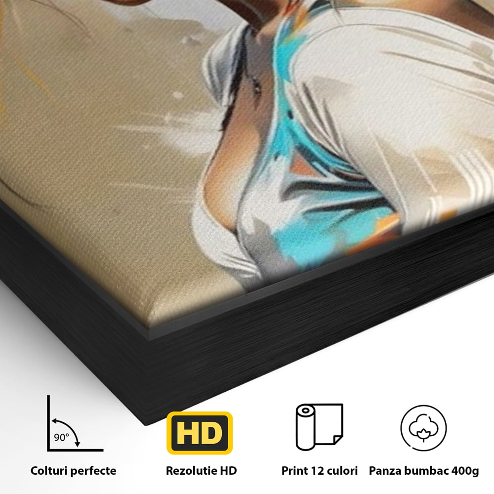 Tablou Canvas Premium LuxCanva® G1011, Regina Desertului , Libertate, Atemporal, Privire, Nisip, Turban, Alb, Living, Dormitor, Culori vibrante