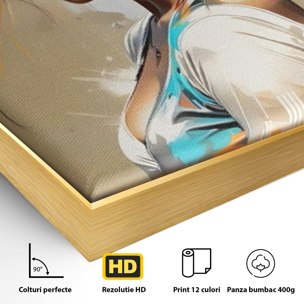 Tablou Canvas Premium LuxCanva® G1011, Regina Desertului , Libertate, Atemporal, Privire, Nisip, Turban, Alb, Living, Dormitor, Culori vibrante