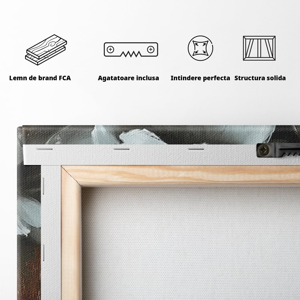 Tablou Canvas Premium LuxCanva® G1012, Aura Florala a Femeii , Petale, Flori, Albe, Puritate, Eleganta, Salbatica, Aura, Regina, Living, Dormitor, Culori vibrante