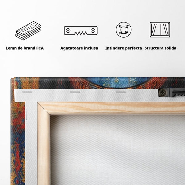 Tablou Canvas Premium LuxCanva® G1013, Frumusete Etnica , Albastru, Aur, Azur, Tribal, Feminism, Printesa, Living, Dormitor, Culori vibrante