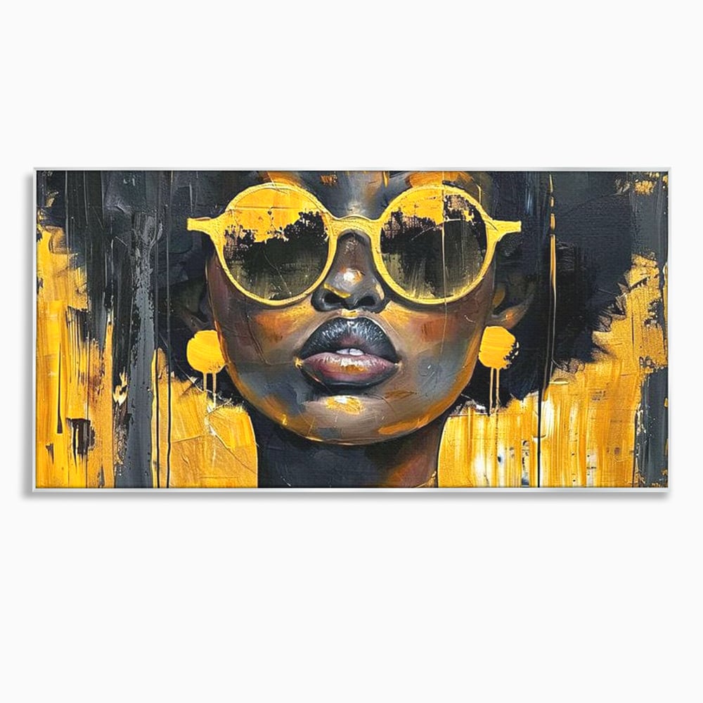 Leinwandbilder Premium LuxCanva® G1014, A Modern Goddess, Afro, Urban, Modern, Gelb, Sonnenbrille, Stil, Wohnen, Schlafzimmer, Wohnzimmer, Lebendige Farben
