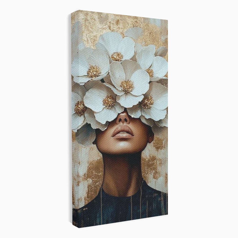 Leinwandbilder Premium LuxCanva® G1015, Floral Dream , Anmut, Blumig, Floral, Natur, Zartheit, Weiß, Gold, Reinheit, Eleganz, Wohnen, Schlafzimmer, Lebendige Farben