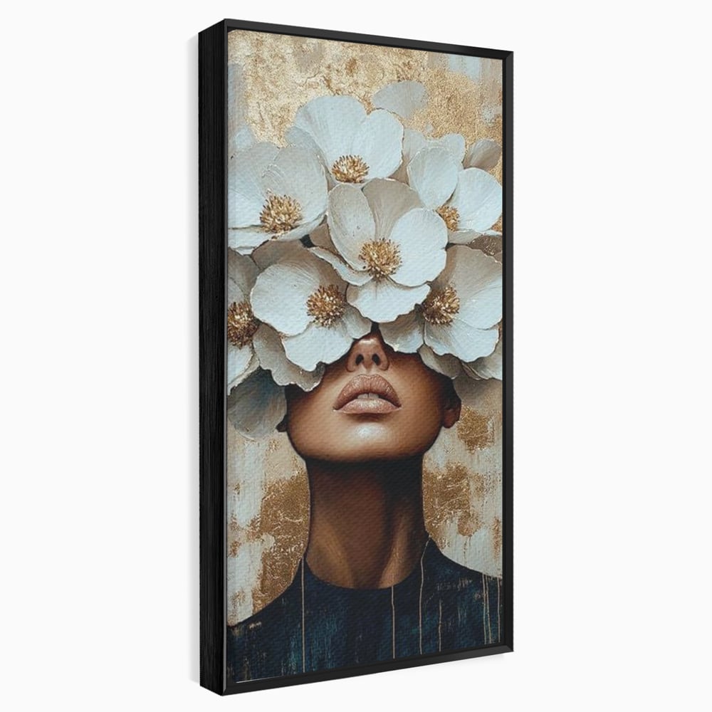 Leinwandbilder Premium LuxCanva® G1015, Floral Dream , Anmut, Blumig, Floral, Natur, Zartheit, Weiß, Gold, Reinheit, Eleganz, Wohnen, Schlafzimmer, Lebendige Farben