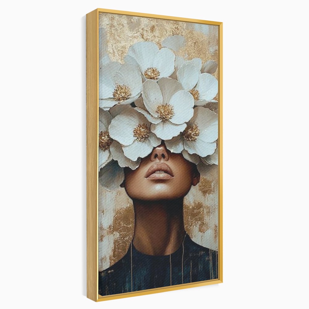 Leinwandbilder Premium LuxCanva® G1015, Floral Dream , Anmut, Blumig, Floral, Natur, Zartheit, Weiß, Gold, Reinheit, Eleganz, Wohnen, Schlafzimmer, Lebendige Farben