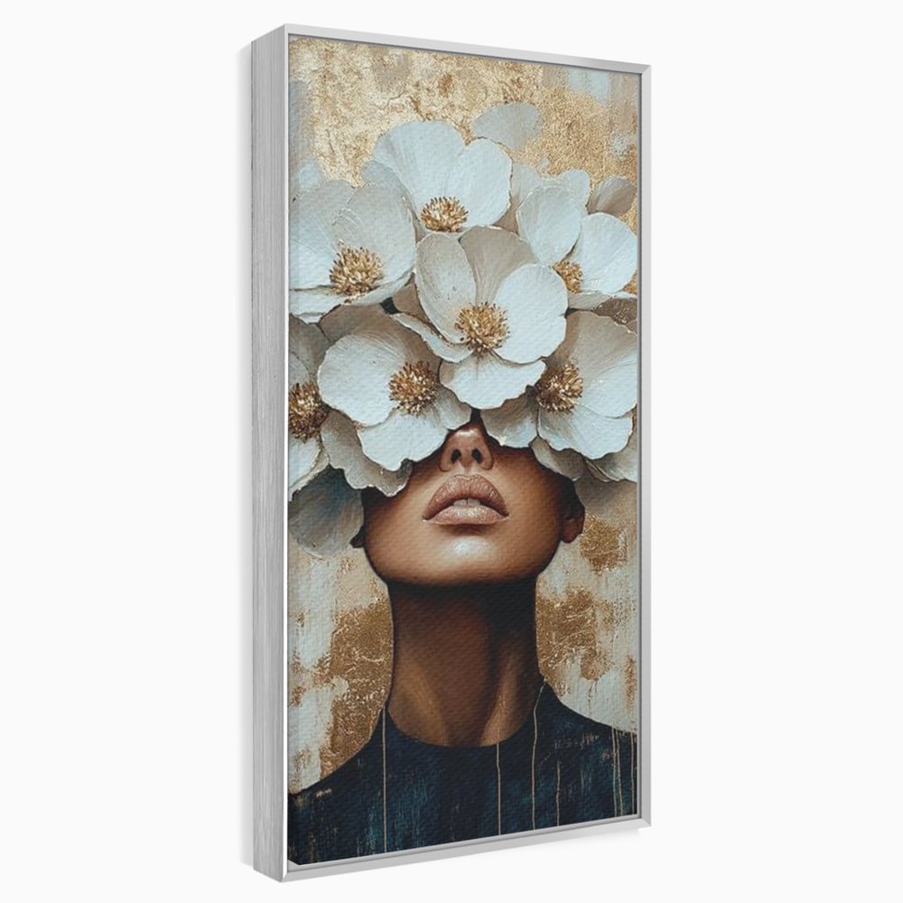 Leinwandbilder Premium LuxCanva® G1015, Floral Dream , Anmut, Blumig, Floral, Natur, Zartheit, Weiß, Gold, Reinheit, Eleganz, Wohnen, Schlafzimmer, Lebendige Farben