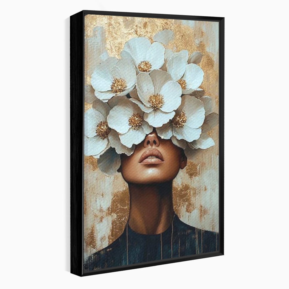 Leinwandbilder Premium LuxCanva® G1015, Floral Dream , Anmut, Blumig, Floral, Natur, Zartheit, Weiß, Gold, Reinheit, Eleganz, Wohnen, Schlafzimmer, Lebendige Farben
