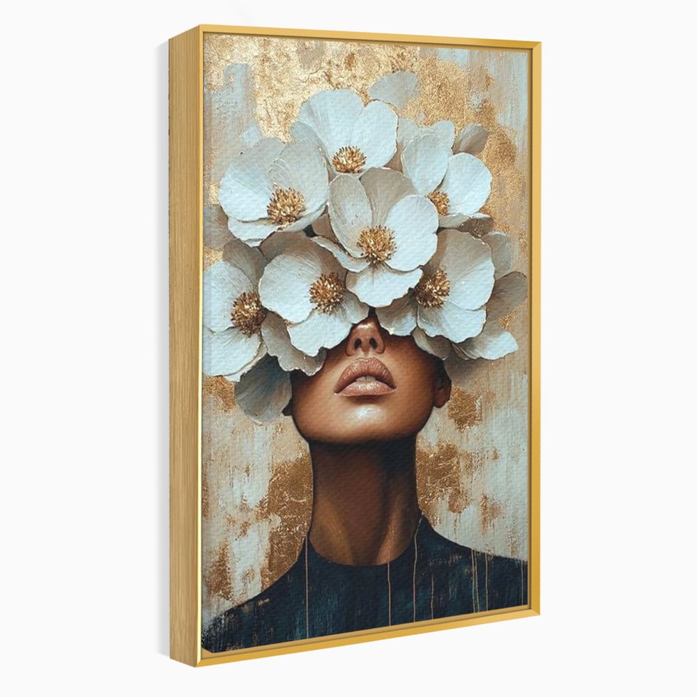Leinwandbilder Premium LuxCanva® G1015, Floral Dream , Anmut, Blumig, Floral, Natur, Zartheit, Weiß, Gold, Reinheit, Eleganz, Wohnen, Schlafzimmer, Lebendige Farben