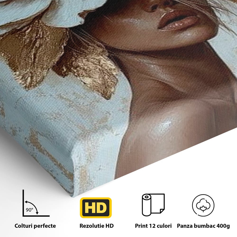 Tablou Canvas Premium LuxCanva® G1016, Regina Petalelor , Gratie, Floare, Buchet, Delicatete, Coronita, Aur, Petale, Eleganta, Living, Dormitor, Culori vibrante