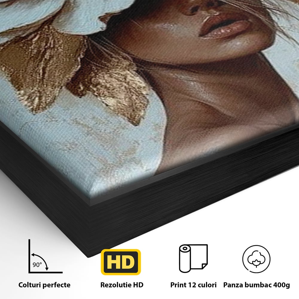 Tablou Canvas Premium LuxCanva® G1016, Regina Petalelor , Gratie, Floare, Buchet, Delicatete, Coronita, Aur, Petale, Eleganta, Living, Dormitor, Culori vibrante