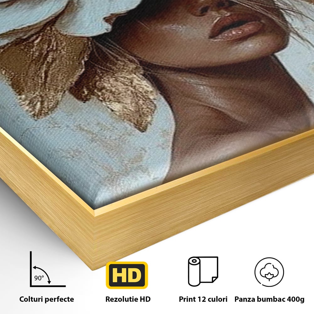 Tablou Canvas Premium LuxCanva® G1016, Regina Petalelor , Gratie, Floare, Buchet, Delicatete, Coronita, Aur, Petale, Eleganta, Living, Dormitor, Culori vibrante