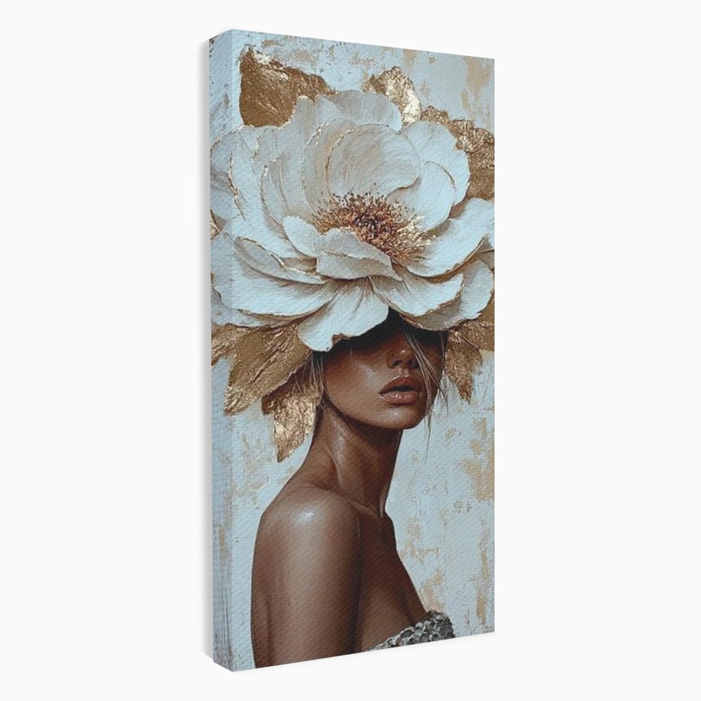 Tablou Canvas Premium LuxCanva® G1016, Regina Petalelor , Gratie, Floare, Buchet, Delicatete, Coronita, Aur, Petale, Eleganta, Living, Dormitor, Culori vibrante