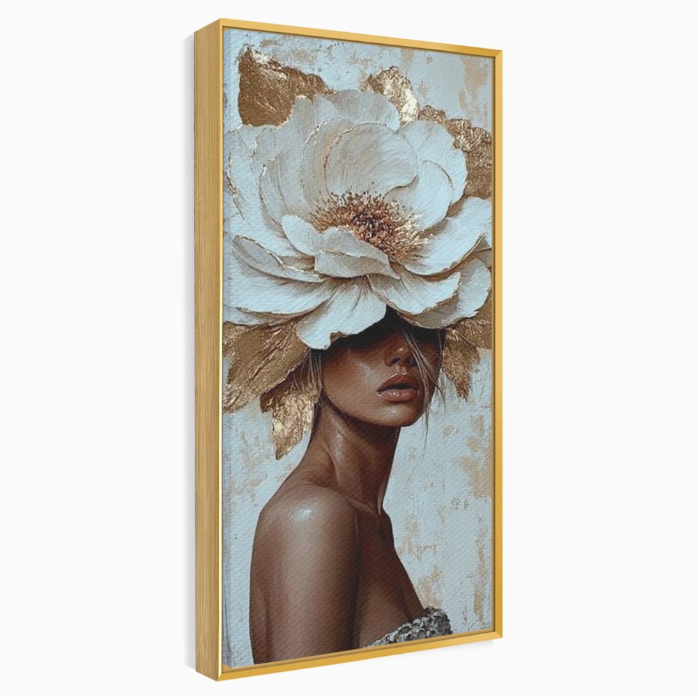 Tablou Canvas Premium LuxCanva® G1016, Regina Petalelor , Gratie, Floare, Buchet, Delicatete, Coronita, Aur, Petale, Eleganta, Living, Dormitor, Culori vibrante