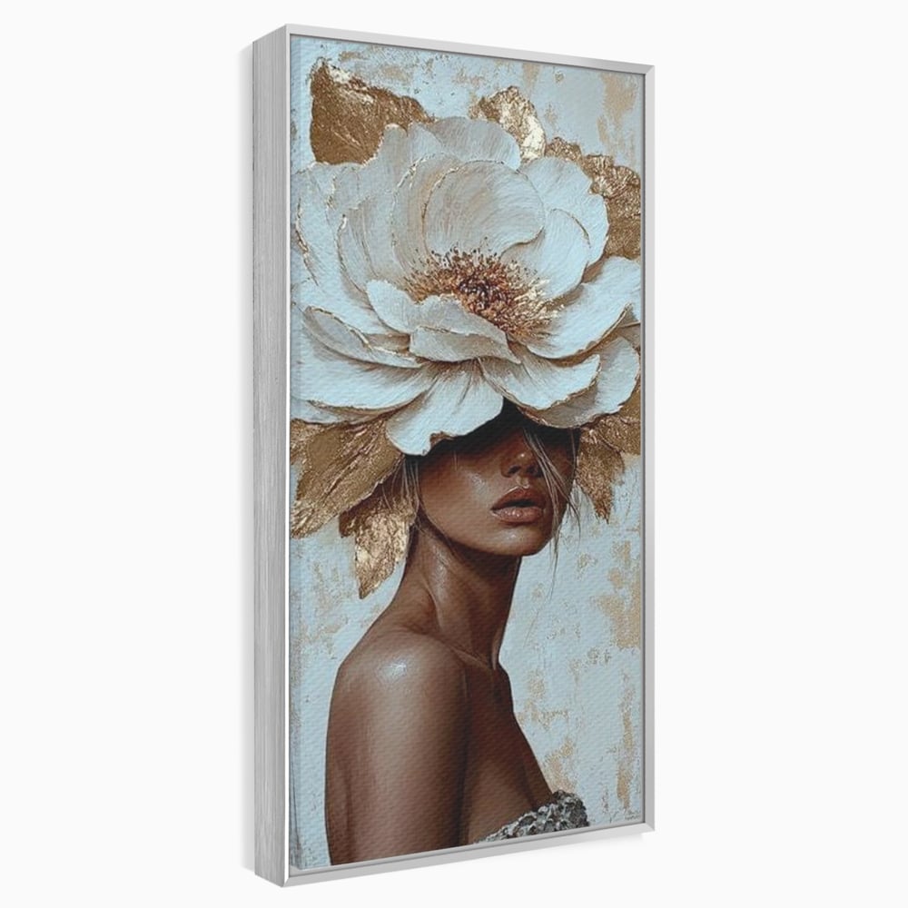 Tablou Canvas Premium LuxCanva® G1016, Regina Petalelor , Gratie, Floare, Buchet, Delicatete, Coronita, Aur, Petale, Eleganta, Living, Dormitor, Culori vibrante