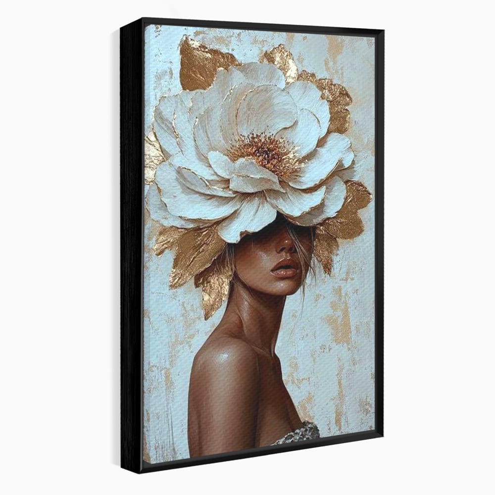 Tablou Canvas Premium LuxCanva® G1016, Regina Petalelor , Gratie, Floare, Buchet, Delicatete, Coronita, Aur, Petale, Eleganta, Living, Dormitor, Culori vibrante