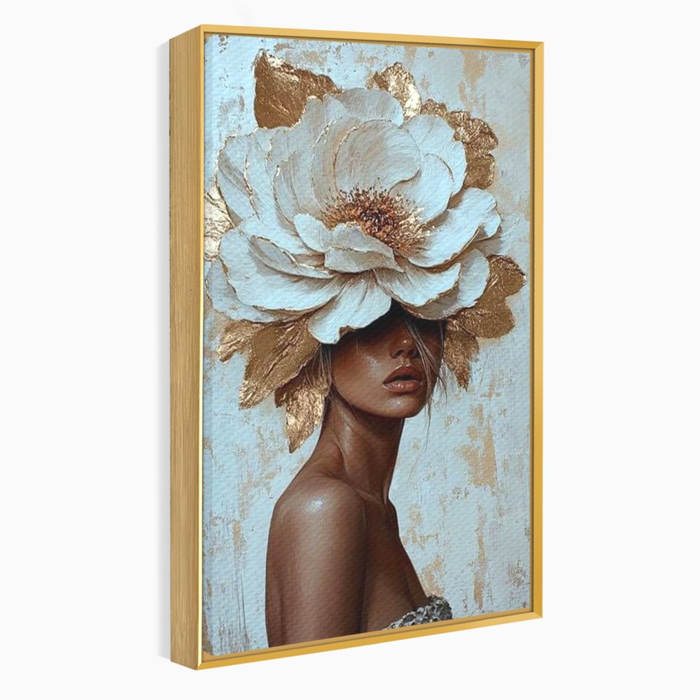 Tablou Canvas Premium LuxCanva® G1016, Regina Petalelor , Gratie, Floare, Buchet, Delicatete, Coronita, Aur, Petale, Eleganta, Living, Dormitor, Culori vibrante