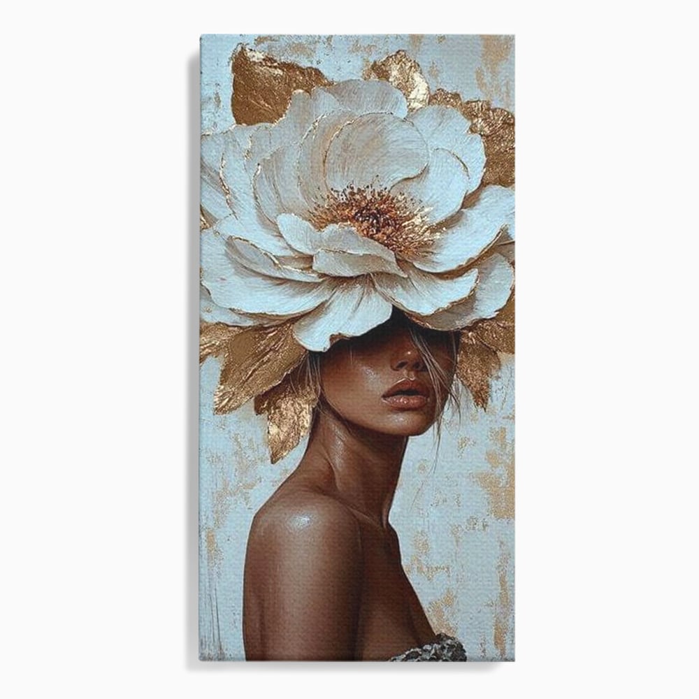 Tablou Canvas Premium LuxCanva® G1016, Regina Petalelor , Gratie, Floare, Buchet, Delicatete, Coronita, Aur, Petale, Eleganta, Living, Dormitor, Culori vibrante