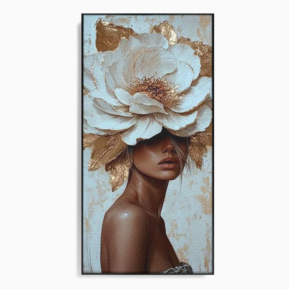 Tablou Canvas Premium LuxCanva® G1016, Regina Petalelor , Gratie, Floare, Buchet, Delicatete, Coronita, Aur, Petale, Eleganta, Living, Dormitor, Culori vibrante