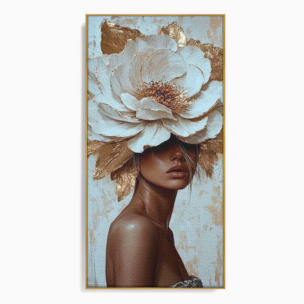 Tablou Canvas Premium LuxCanva® G1016, Regina Petalelor , Gratie, Floare, Buchet, Delicatete, Coronita, Aur, Petale, Eleganta, Living, Dormitor, Culori vibrante