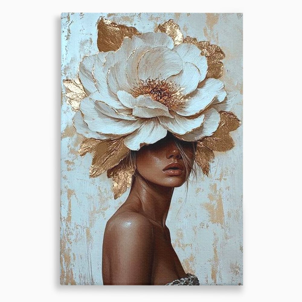 Tablou Canvas Premium LuxCanva® G1016, Regina Petalelor , Gratie, Floare, Buchet, Delicatete, Coronita, Aur, Petale, Eleganta, Living, Dormitor, Culori vibrante