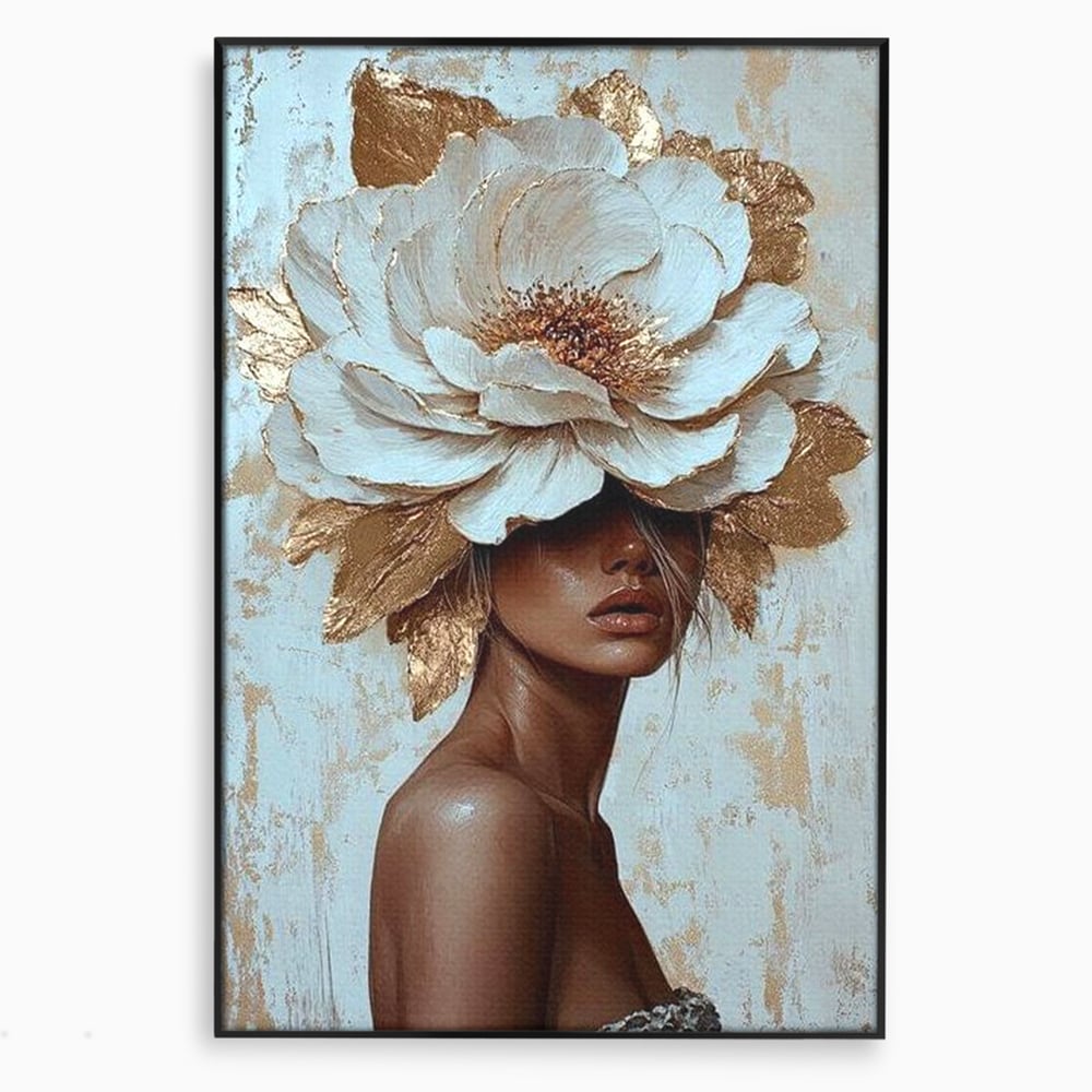 Tablou Canvas Premium LuxCanva® G1016, Regina Petalelor , Gratie, Floare, Buchet, Delicatete, Coronita, Aur, Petale, Eleganta, Living, Dormitor, Culori vibrante