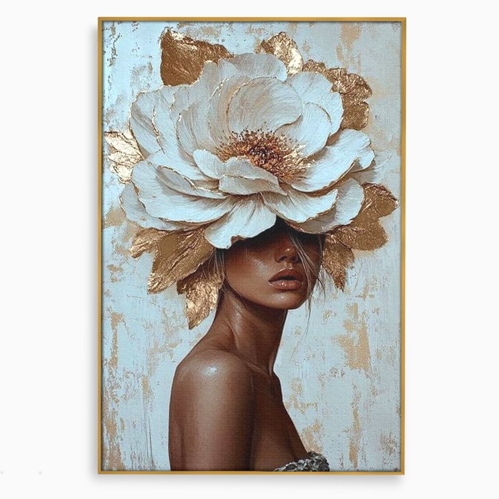 Tablou Canvas Premium LuxCanva® G1016, Regina Petalelor , Gratie, Floare, Buchet, Delicatete, Coronita, Aur, Petale, Eleganta, Living, Dormitor, Culori vibrante