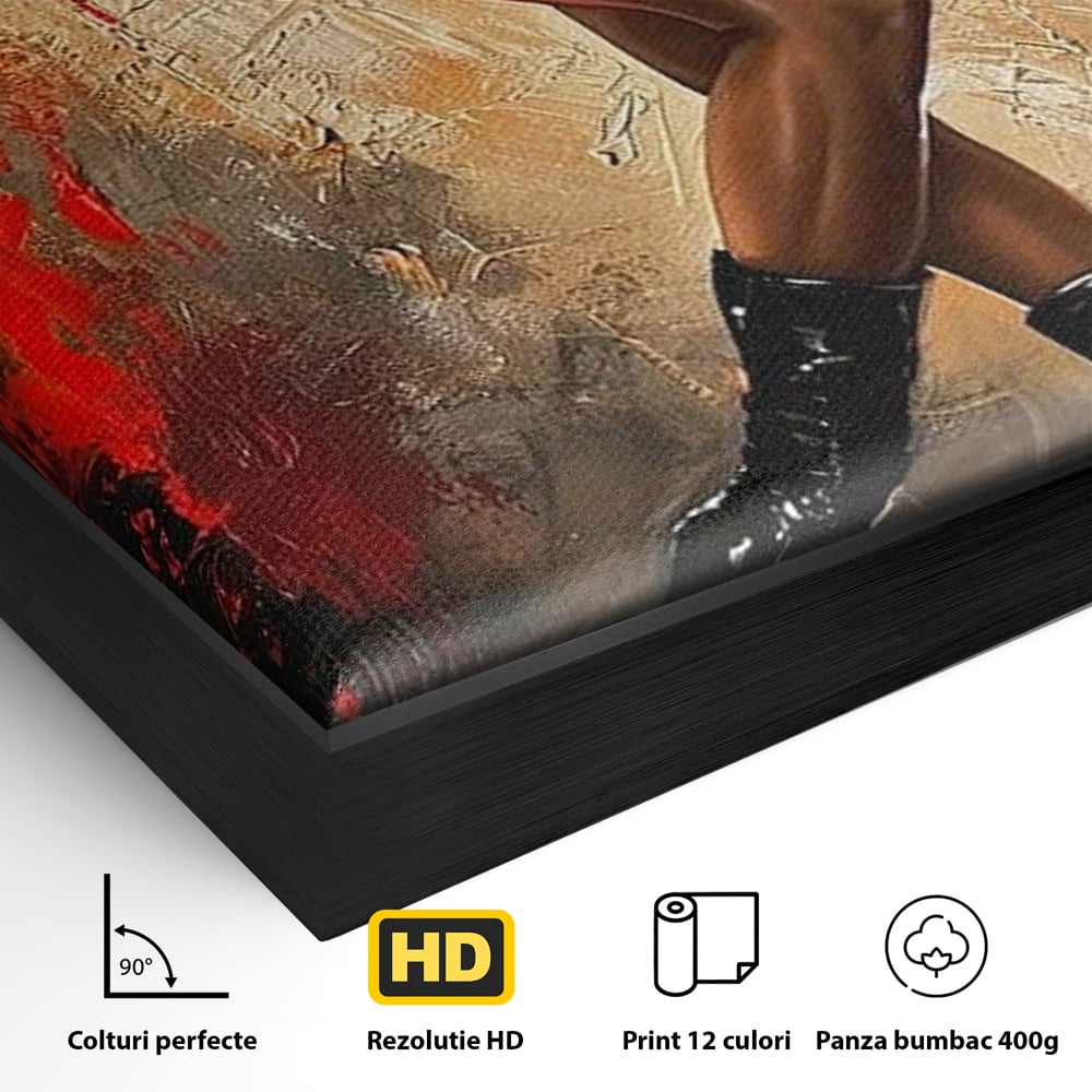 Tablou Canvas Premium LuxCanva® G1018, Femeia Rebela , Ritm, Pasiune, Dans, Rebela, Senzuala, Picioare, Zeita, Living, Dormitor, Culori vibrante