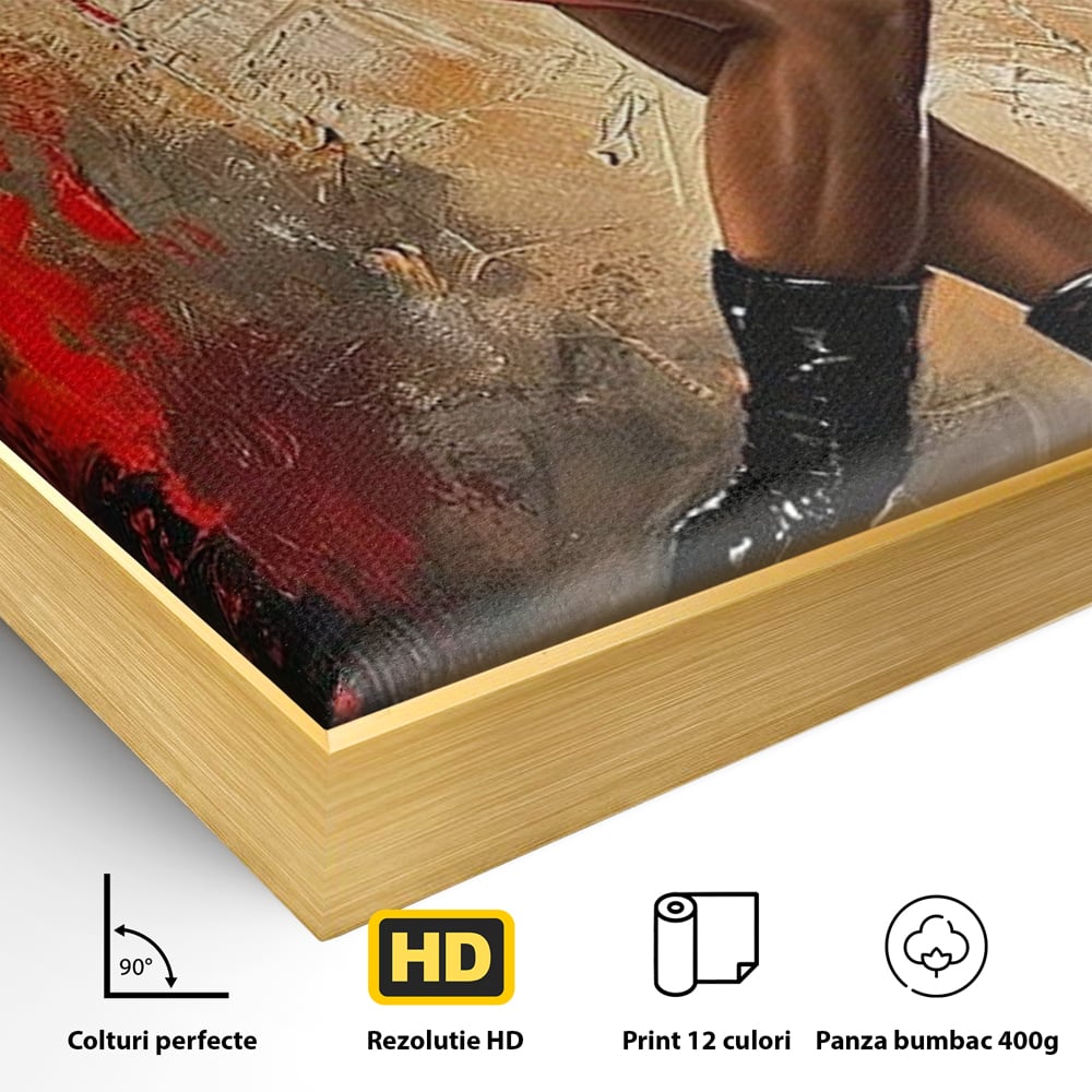 Tablou Canvas Premium LuxCanva® G1018, Femeia Rebela , Ritm, Pasiune, Dans, Rebela, Senzuala, Picioare, Zeita, Living, Dormitor, Culori vibrante