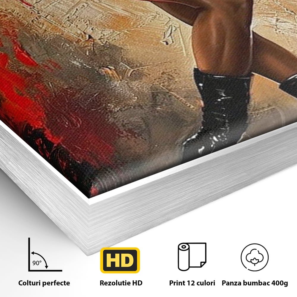 Tablou Canvas Premium LuxCanva® G1018, Femeia Rebela , Ritm, Pasiune, Dans, Rebela, Senzuala, Picioare, Zeita, Living, Dormitor, Culori vibrante