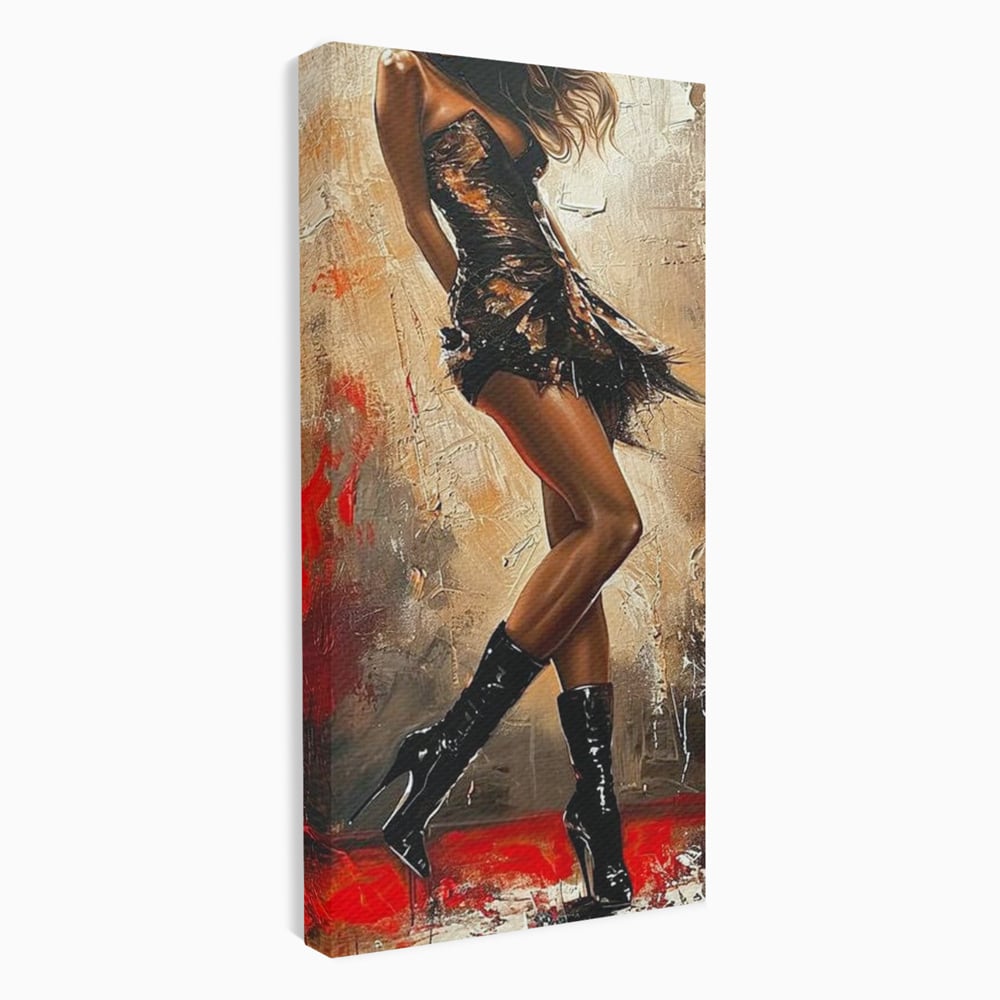Tablou Canvas Premium LuxCanva® G1018, Femeia Rebela , Ritm, Pasiune, Dans, Rebela, Senzuala, Picioare, Zeita, Living, Dormitor, Culori vibrante