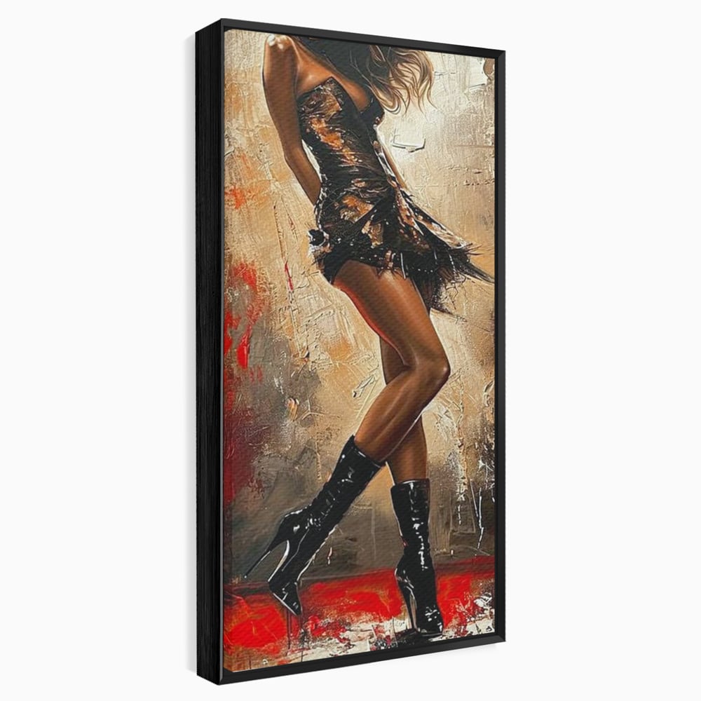 Tablou Canvas Premium LuxCanva® G1018, Femeia Rebela , Ritm, Pasiune, Dans, Rebela, Senzuala, Picioare, Zeita, Living, Dormitor, Culori vibrante
