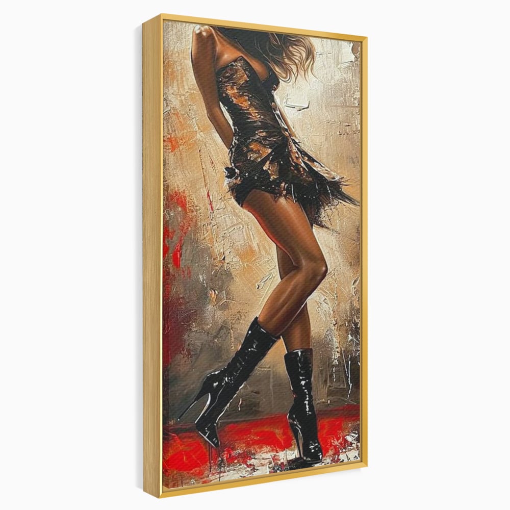 Tablou Canvas Premium LuxCanva® G1018, Femeia Rebela , Ritm, Pasiune, Dans, Rebela, Senzuala, Picioare, Zeita, Living, Dormitor, Culori vibrante