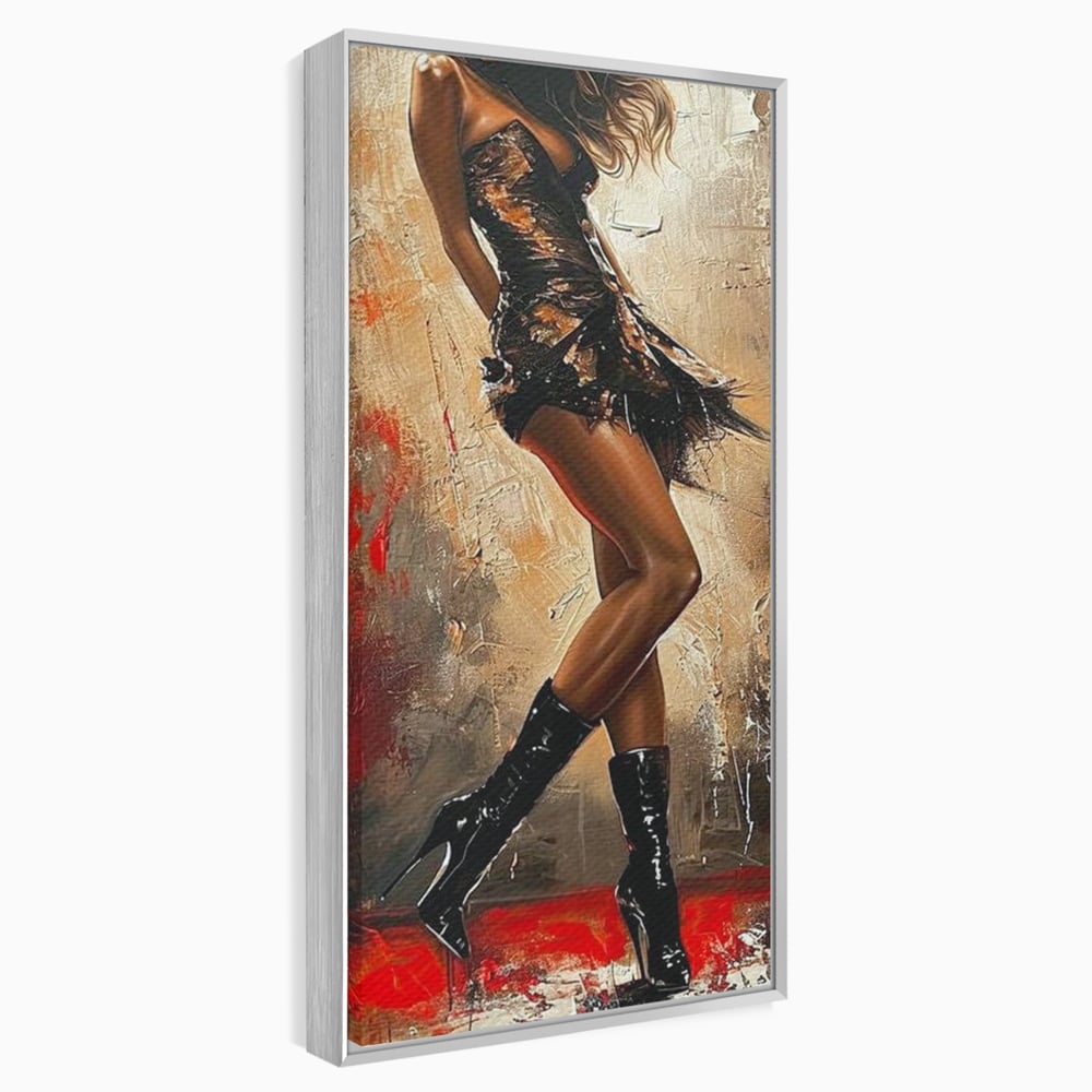 Tablou Canvas Premium LuxCanva® G1018, Femeia Rebela , Ritm, Pasiune, Dans, Rebela, Senzuala, Picioare, Zeita, Living, Dormitor, Culori vibrante