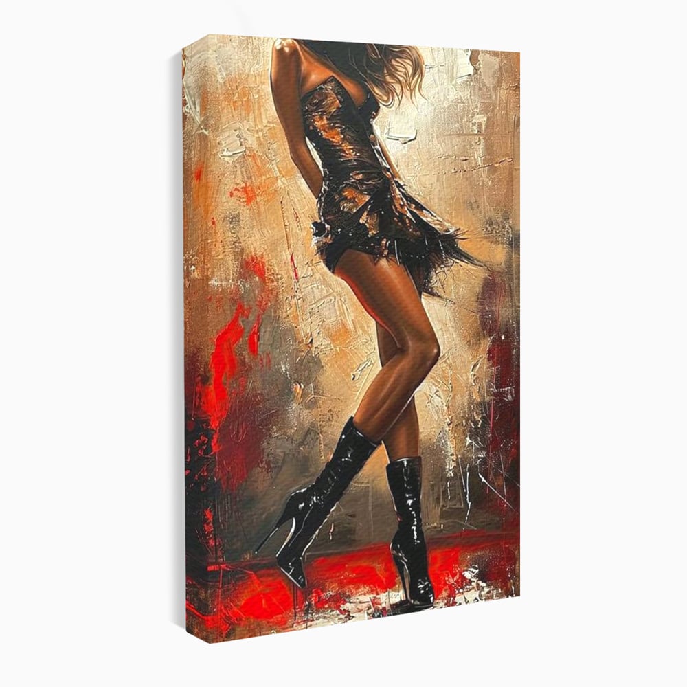 Tablou Canvas Premium LuxCanva® G1018, Femeia Rebela , Ritm, Pasiune, Dans, Rebela, Senzuala, Picioare, Zeita, Living, Dormitor, Culori vibrante
