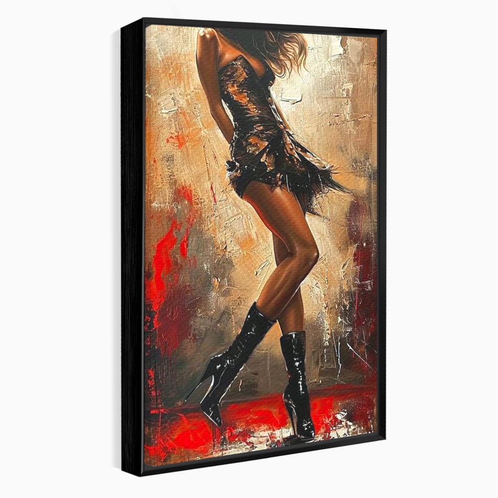 Tablou Canvas Premium LuxCanva® G1018, Femeia Rebela , Ritm, Pasiune, Dans, Rebela, Senzuala, Picioare, Zeita, Living, Dormitor, Culori vibrante