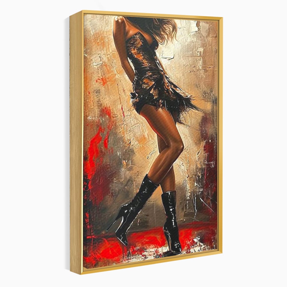 Tablou Canvas Premium LuxCanva® G1018, Femeia Rebela , Ritm, Pasiune, Dans, Rebela, Senzuala, Picioare, Zeita, Living, Dormitor, Culori vibrante
