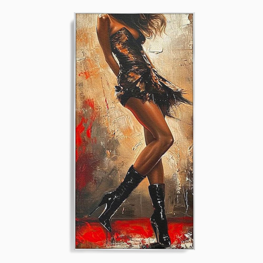Tablou Canvas Premium LuxCanva® G1018, Femeia Rebela , Ritm, Pasiune, Dans, Rebela, Senzuala, Picioare, Zeita, Living, Dormitor, Culori vibrante