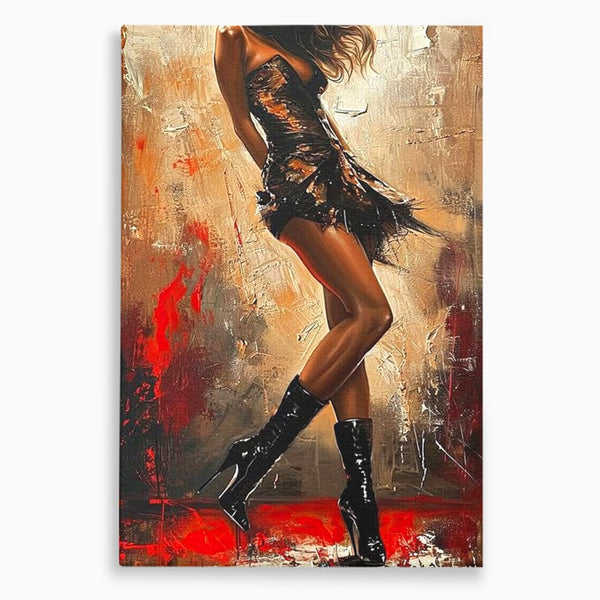 Tablou Canvas Premium LuxCanva® G1018, Femeia Rebela , Ritm, Pasiune, Dans, Rebela, Senzuala, Picioare, Zeita, Living, Dormitor, Culori vibrante