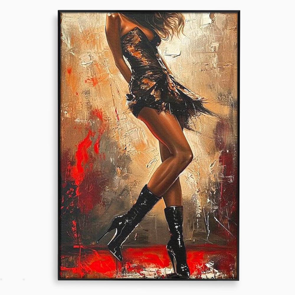 Tablou Canvas Premium LuxCanva® G1018, Femeia Rebela , Ritm, Pasiune, Dans, Rebela, Senzuala, Picioare, Zeita, Living, Dormitor, Culori vibrante