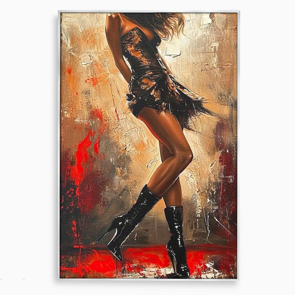 Tablou Canvas Premium LuxCanva® G1018, Femeia Rebela , Ritm, Pasiune, Dans, Rebela, Senzuala, Picioare, Zeita, Living, Dormitor, Culori vibrante