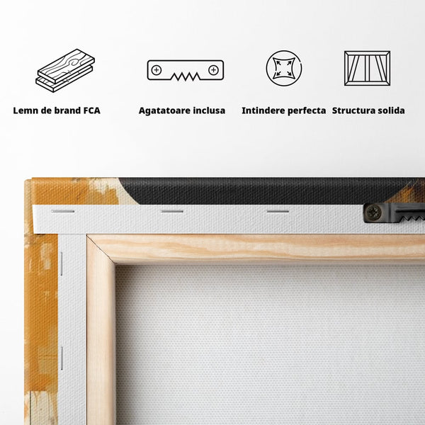 Tablou Canvas Premium LuxCanva® G1019, Femeia In Negru ,  Enigma, Palarie, Glamour, Dramatism, Boem, Rafinament, Cercei, Living, Dormitor, Culori vibrante