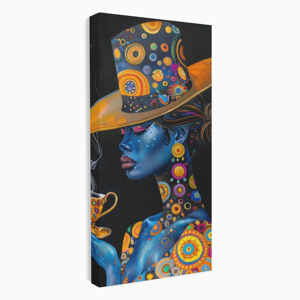 Leinwandbilder Premium LuxCanva® G1022, Interstellare Eleganz, Kosmisch, Feminin, Hypnotisch, Tasse, Kaffee, Tee, Tee, Hut, Wohnen, Schlafzimmer